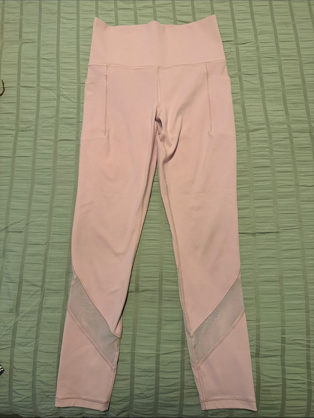 Athleta Light Pink Kids' High-Waist Leggings with Mesh Insets